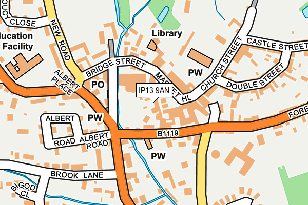 IP13 9AN map - OS OpenMap – Local (Ordnance Survey)