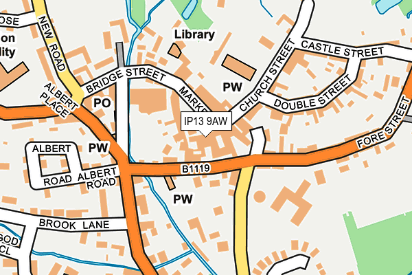 IP13 9AW map - OS OpenMap – Local (Ordnance Survey)