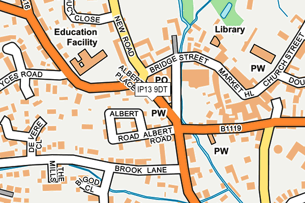 IP13 9DT map - OS OpenMap – Local (Ordnance Survey)