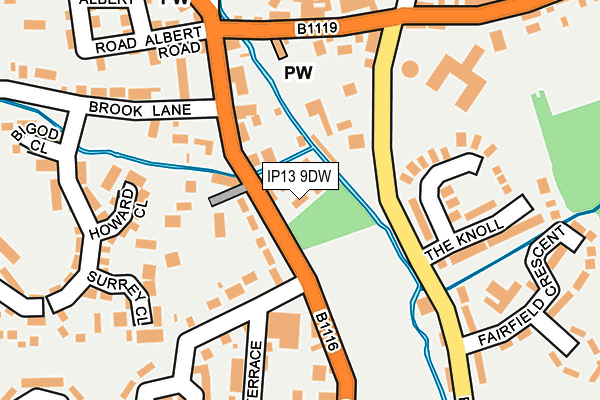 IP13 9DW map - OS OpenMap – Local (Ordnance Survey)
