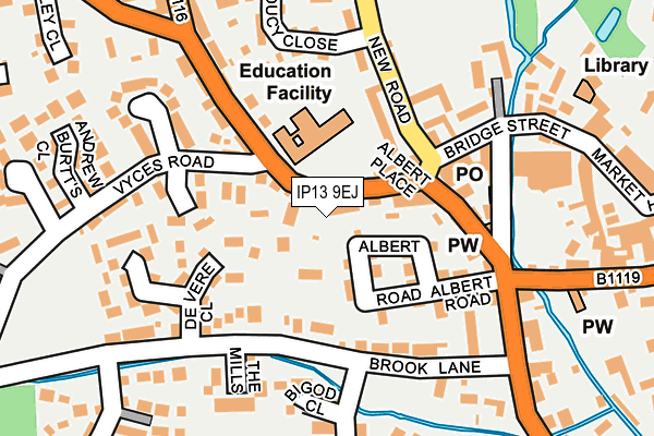 IP13 9EJ map - OS OpenMap – Local (Ordnance Survey)