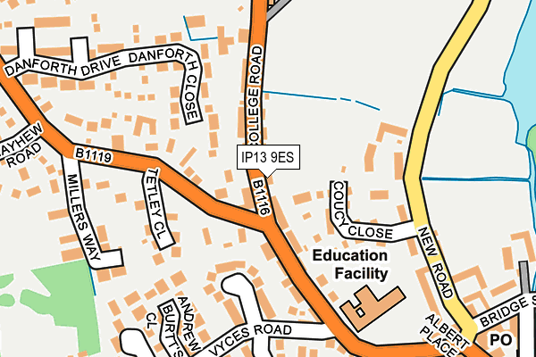IP13 9ES map - OS OpenMap – Local (Ordnance Survey)
