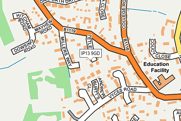 IP13 9GD map - OS OpenMap – Local (Ordnance Survey)