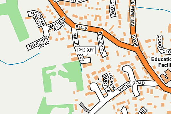 IP13 9JY map - OS OpenMap – Local (Ordnance Survey)