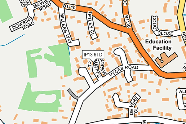 IP13 9TD map - OS OpenMap – Local (Ordnance Survey)