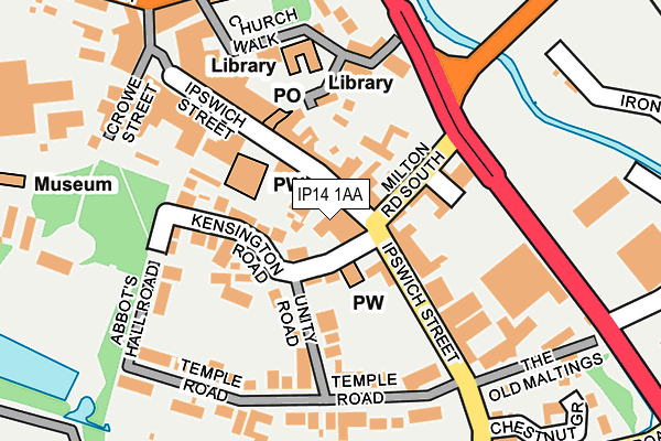 IP14 1AA map - OS OpenMap – Local (Ordnance Survey)