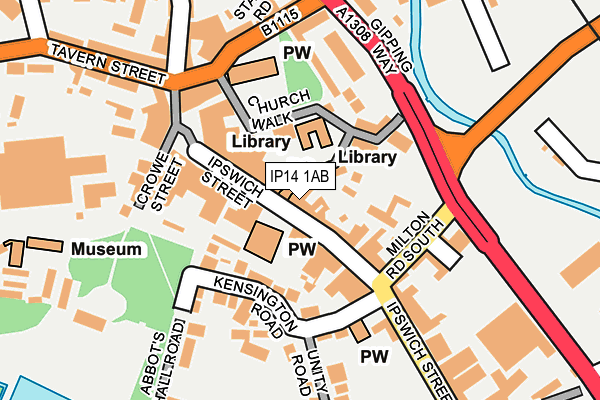 IP14 1AB map - OS OpenMap – Local (Ordnance Survey)