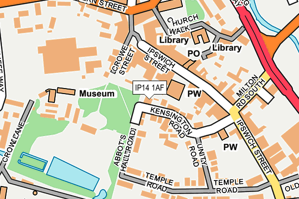 IP14 1AF map - OS OpenMap – Local (Ordnance Survey)