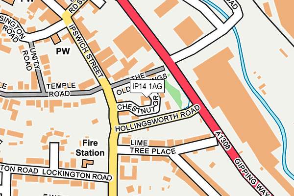 IP14 1AG map - OS OpenMap – Local (Ordnance Survey)