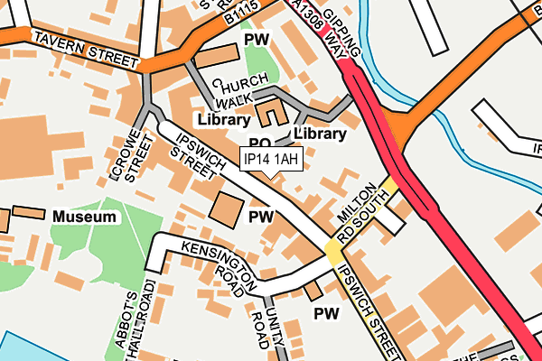 IP14 1AH map - OS OpenMap – Local (Ordnance Survey)