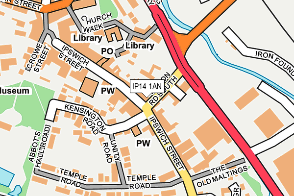 IP14 1AN map - OS OpenMap – Local (Ordnance Survey)