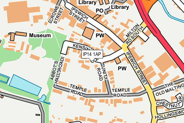 IP14 1AP map - OS OpenMap – Local (Ordnance Survey)