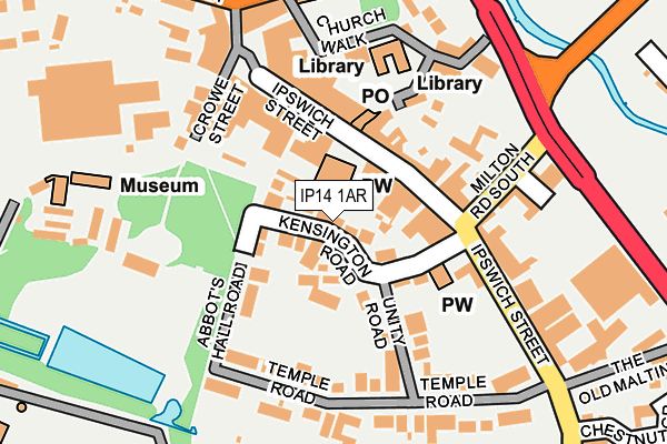 IP14 1AR map - OS OpenMap – Local (Ordnance Survey)