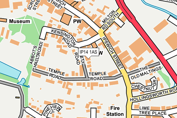IP14 1AS map - OS OpenMap – Local (Ordnance Survey)