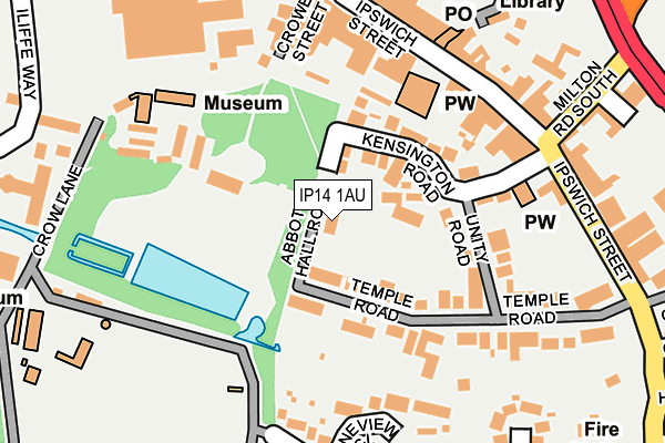 IP14 1AU map - OS OpenMap – Local (Ordnance Survey)