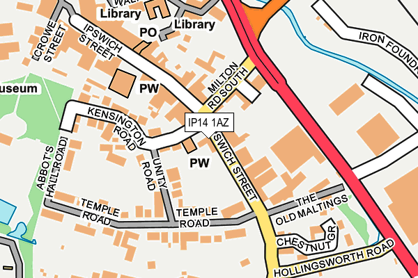 IP14 1AZ map - OS OpenMap – Local (Ordnance Survey)