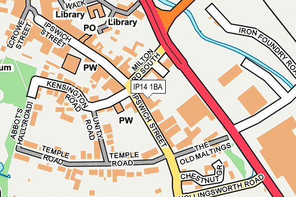 IP14 1BA map - OS OpenMap – Local (Ordnance Survey)