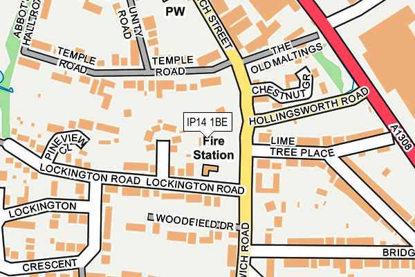 IP14 1BE map - OS OpenMap – Local (Ordnance Survey)