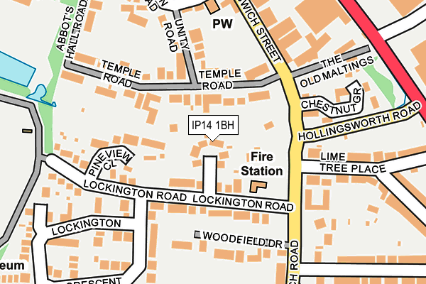 IP14 1BH map - OS OpenMap – Local (Ordnance Survey)