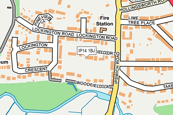 IP14 1BJ map - OS OpenMap – Local (Ordnance Survey)