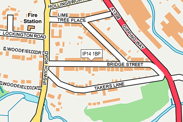 IP14 1BP map - OS OpenMap – Local (Ordnance Survey)
