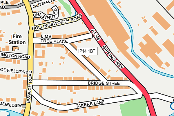 IP14 1BT map - OS OpenMap – Local (Ordnance Survey)