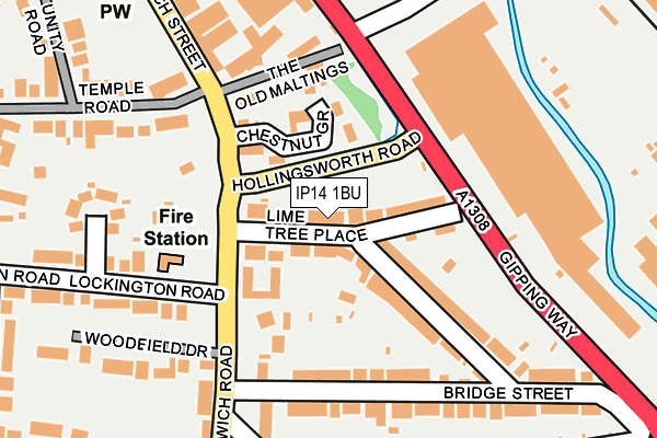 IP14 1BU map - OS OpenMap – Local (Ordnance Survey)