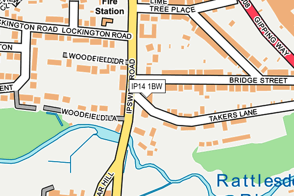IP14 1BW map - OS OpenMap – Local (Ordnance Survey)