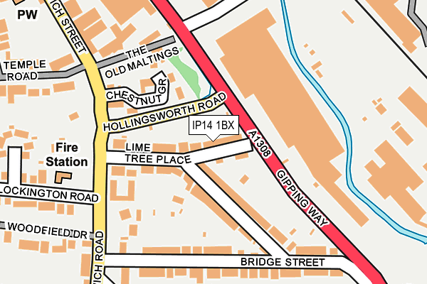 IP14 1BX map - OS OpenMap – Local (Ordnance Survey)