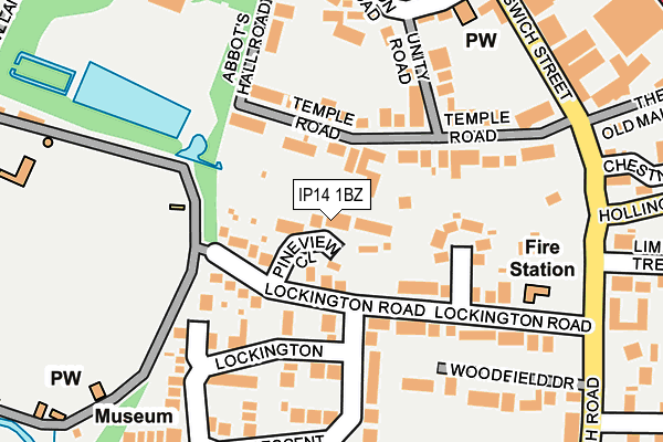 IP14 1BZ map - OS OpenMap – Local (Ordnance Survey)