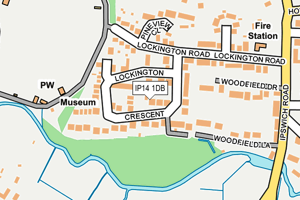 IP14 1DB map - OS OpenMap – Local (Ordnance Survey)