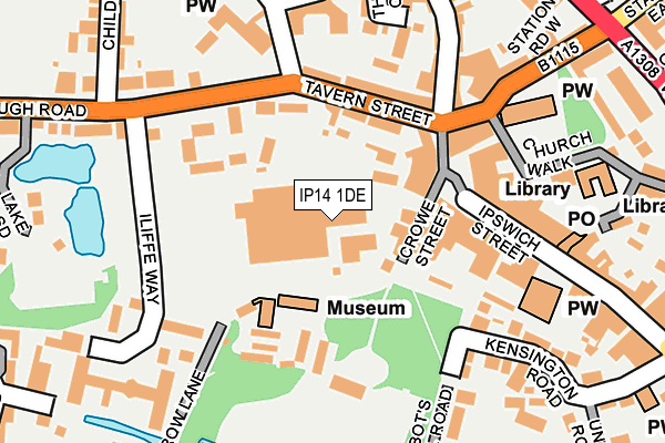 IP14 1DE map - OS OpenMap – Local (Ordnance Survey)