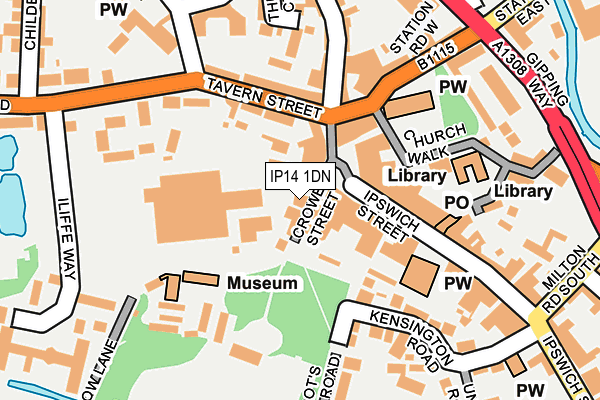 IP14 1DN map - OS OpenMap – Local (Ordnance Survey)