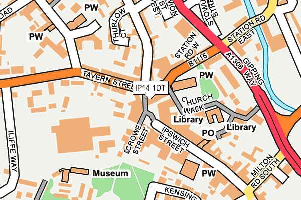 IP14 1DT map - OS OpenMap – Local (Ordnance Survey)