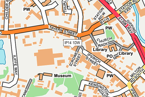 IP14 1DW map - OS OpenMap – Local (Ordnance Survey)