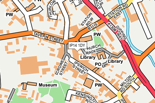IP14 1DY map - OS OpenMap – Local (Ordnance Survey)