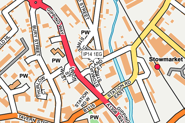 IP14 1EG map - OS OpenMap – Local (Ordnance Survey)