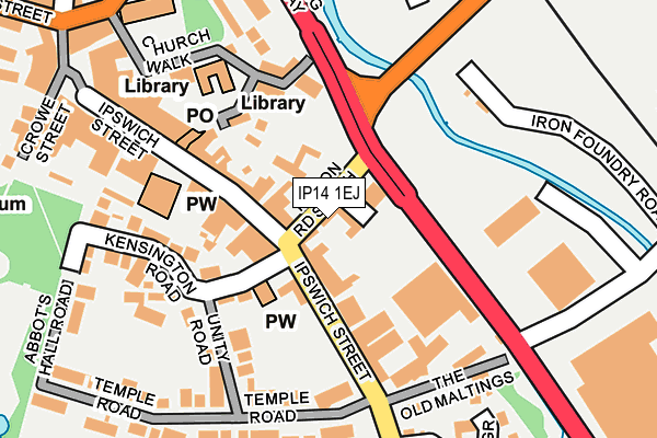 IP14 1EJ map - OS OpenMap – Local (Ordnance Survey)