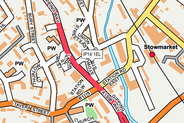 IP14 1EL map - OS OpenMap – Local (Ordnance Survey)