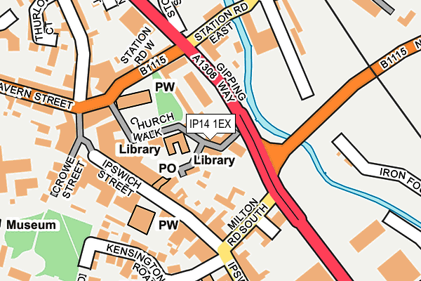 IP14 1EX map - OS OpenMap – Local (Ordnance Survey)