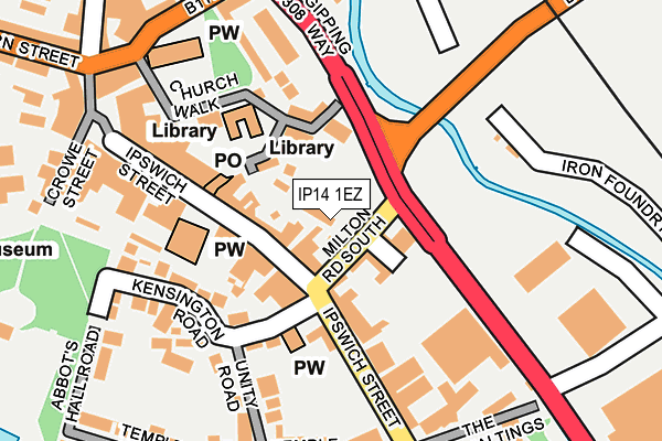 IP14 1EZ map - OS OpenMap – Local (Ordnance Survey)