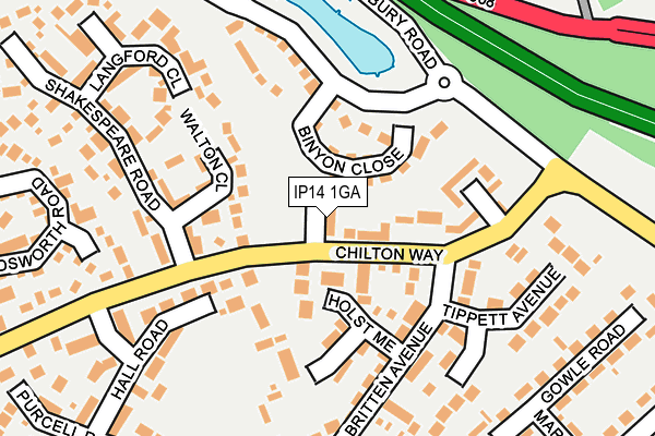 IP14 1GA map - OS OpenMap – Local (Ordnance Survey)