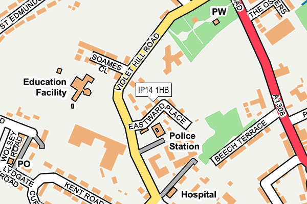 IP14 1HB map - OS OpenMap – Local (Ordnance Survey)