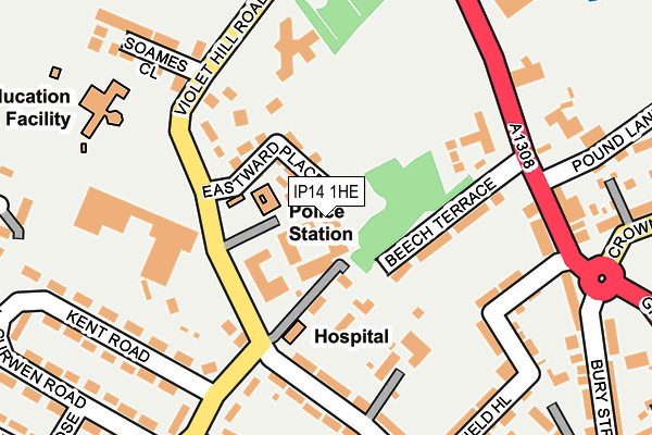 IP14 1HE map - OS OpenMap – Local (Ordnance Survey)