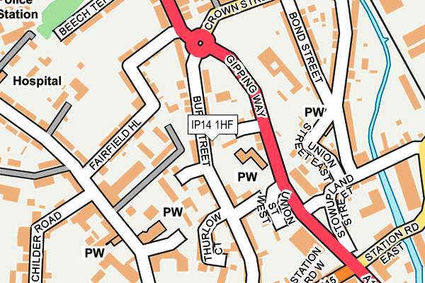 IP14 1HF map - OS OpenMap – Local (Ordnance Survey)