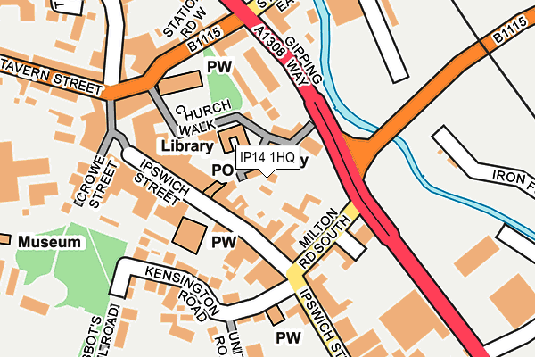 IP14 1HQ map - OS OpenMap – Local (Ordnance Survey)