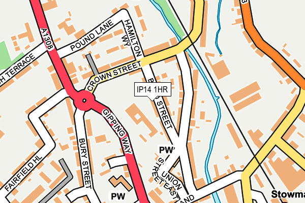 IP14 1HR map - OS OpenMap – Local (Ordnance Survey)