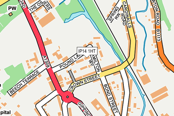IP14 1HT map - OS OpenMap – Local (Ordnance Survey)