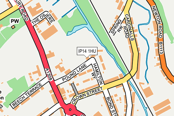 IP14 1HU map - OS OpenMap – Local (Ordnance Survey)
