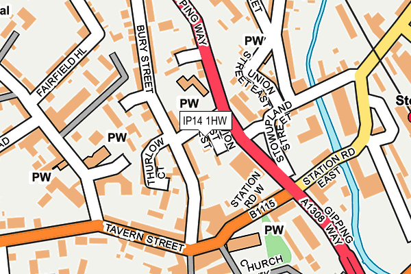 IP14 1HW map - OS OpenMap – Local (Ordnance Survey)
